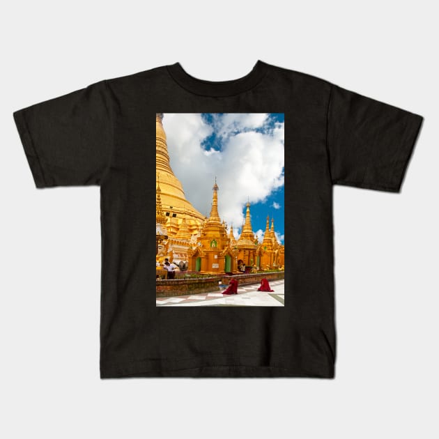 Pagoda Shwedagon Kids T-Shirt by bulljup